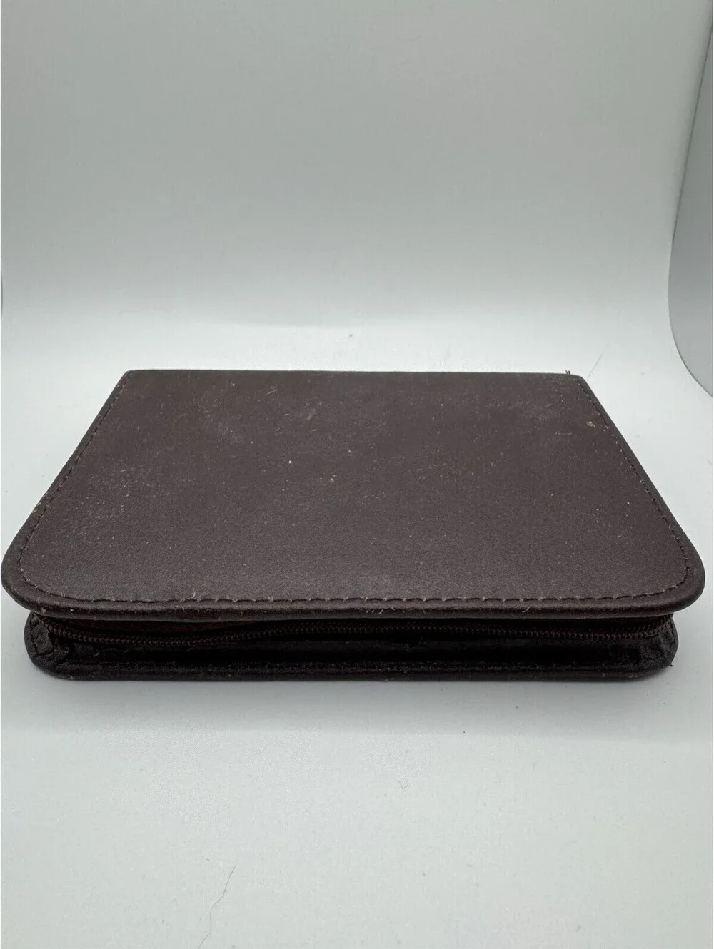 Vintage Brown Leather Travel Grooming Makeup Kit Mirror Brushes Korea Retro